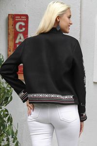 "Zwart Geborduurd Jack Met Open Voorkant-Elegant Bohemien Damesvest"