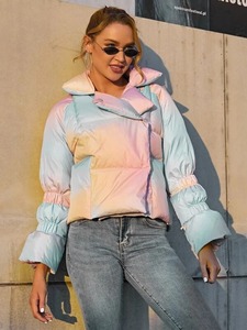 เสื้อแจ็คเก็ตพัฟเฟอร์ผู้หญิงแบบมีฮู้ด ผ้าทอคุณภาพพรีเมียม สีพื้น เรียบง่าย สวมใส่สบาย อบอุ่น กันลม ระบายอากาศได้ดี หนา สำหรับฤดูหนาว ผลิตจากโพลีเอสเตอร์ 100% พร้อมซิป - Product Image 4