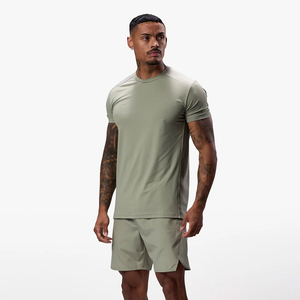 T-shirt et short en coton 100% pour hommes, ensemble de shorts respirants surdimensionnés 2 pièces lavés à la sueur pour la vente en gros - Product Image 2