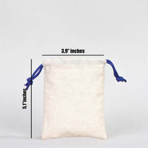 Dark Blue Cotton <b>Drawstring</b> <b>Pouch</b> for Packaging 4 W X 5 H-Screen Printing with Custom Logo for Jewelry Food Gifts - Product Image 2