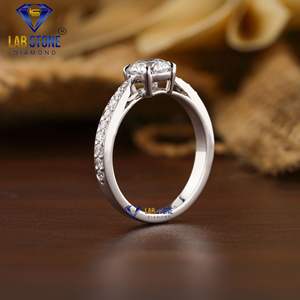 Anillo de diamante de corte redondo TDW 0.918, oro blanco de 18K, estilo de vástago pellizcado, piedra de laboratorio de diamantes Cvd/Hpht - Product Image 5