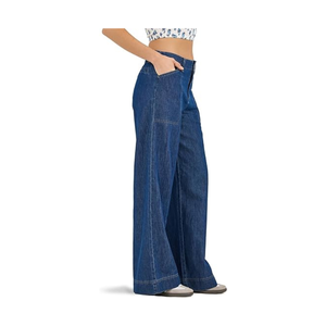 Pantalones drapeados de cintura alta para Mujer | Pantalones de viaje y negocios holgados de algodón 100% - Product Image 3