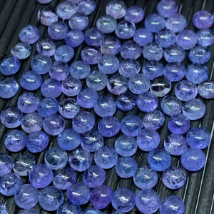 Nouveauté, Tanzanite naturelle rare, cabochon rond, couleur bleu velours, Tanzanite pour fabricants de bijoux, Tanzanite Art Déco - Product Image 4