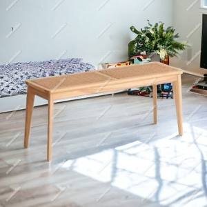 Bambou Rotin Bois Patio En Bois Extérieur Jardin Mini Portable Bambou Parc Banc Fabriqué À La Main Long Ottoman Os Incrustation Console - Product Image 4