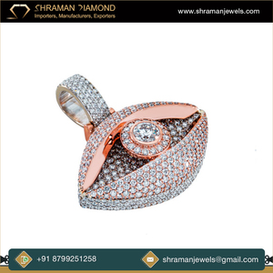 Colgante Horus de Plata 925 Bañado en Oro Rosa con Diamante Moissanita, Joyería Religiosa Hip Hop, Amuleto de Protección Ocular para Fiesta de Graduación - Product Image 2