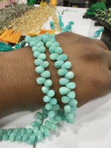 Lágrimas de Briolette facetadas de amazonita verde natural, tamaño de hebra de 8 pulgadas, 5-7mm, piedras preciosas sueltas de cuarzo con corte de cojín aproximado - Product Image 5