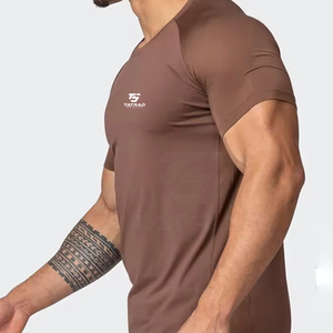 Nouveauté T-shirt musculaire de haute qualité durable de couleur personnalisée - Polyester/coton Séchage rapide et respirant Col rond Manches courtes - Product Image 2