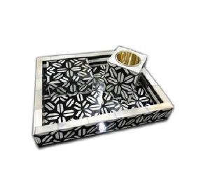 Juego de Decoración para el Hogar, Bukhoor Mubkhar, Bandeja Rectangular Pulida de Resina, Caja, Quemador, Portavelas, Material de Concha para Meditación - Product Image 1