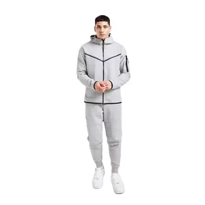 Conjunto Deportivo de Invierno para Hombre, 2 Piezas, Sudadera con Capucha y Cremallera, Pantalones Deportivos, Casual, Ecológico, Talla Grande, Secado Rápido - Product Image 1