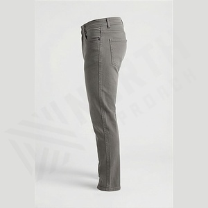 Jeans pour homme coupe droite, taille confortable, taille mi-haute, légers, en denim de coton uni, personnalisables pour l'hiver - Product Image 3
