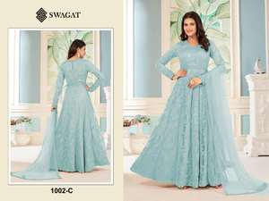 Sari indien en tissu net de designer avec travail de pierres pour une occasion spéciale, tenue élégante, drapé confortable, traditionnel pour les fêtes - Product Image 4