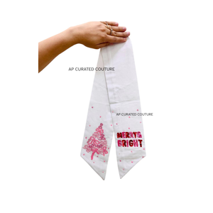 Creative Pink White Beaded Wreath Sash <b>Snowflake</b> Accents Trendy Christmas Home <b>Decor</b> Wall Hanging Fashionable Accessories - Product Image 2