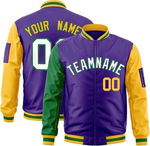 Blouson universitaire personnalisé Bomber zippé avec poche zippée sur le bras gauche Broderie de couleurs contrastées Nom de l'équipe personnalisé Numéro Letterman - Product Image 4