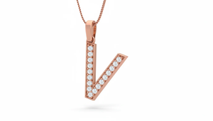 Pendentif en or et diamants de qualité supérieure en forme de V, or blanc 18 carats avec diamants véritables, bijoux fins personnalisés élégants, cadeau pour femmes - Product Image 3