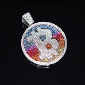 Pendentif rond en argent massif 925 avec diamant moissanite, lettre personnalisée en relief, style hip-hop, pendentif glacé, chaîne, sac à argent - Product Image 5