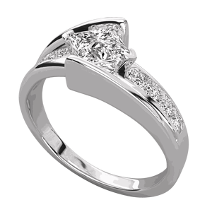 แหวนหมั้นเพชรทรงกลมและทรงเจ้าหญิงสำหรับเธอ - Product Image 5