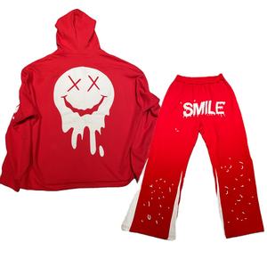 Alta calidad 500gsm 100% algodón 3D Puff impresión Sudadera con capucha y pantalones de chándal chándales para hombres personalizado acampanado hombres dos piezas Jogger conjuntos - Product Image 1