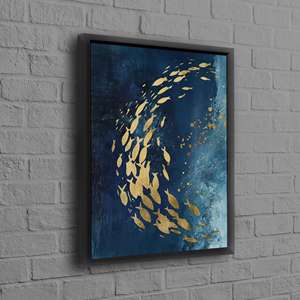 Décoration murale sur toile Poisson Doré - Tableau mural animalier imprimé de luxe, encadré noir - Product Image 1