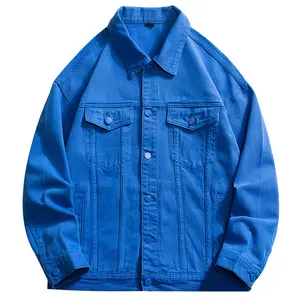Spring New Men's Casual Cotton Work Jacket Outdoor Loose Plus Size Cargo Coat Denim Jacket Men