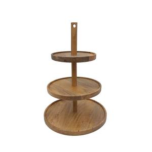 Présentoir à gâteau rond en bois, fer design moderne, finitions naturelles de luxe, présentoir pour fête d'anniversaire de mariage, vente en gros en vrac - Product Image 3