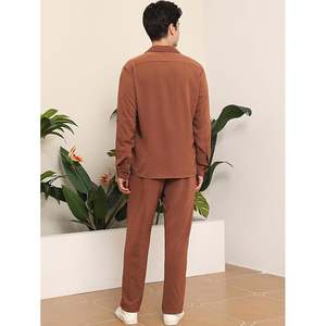 Full Sleeve Button <b>Down</b> Shirt Loose <b>Pants</b> 2 Piece Set High Quality Long Sleeve Beach Wear Outfits Yoga Casual With Pocket Men's - Product Image 5