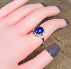 Handmade 925 Sterling Silver Fine <b>Ring</b> Unique Classic Design with Natural <b>Lapis</b> <b>Lazuli</b> Gemstone Customized Eternity Vermeil - Product Image 4