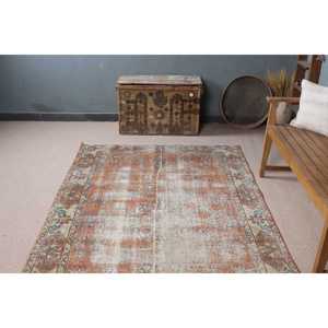 Tapis vintage 4,9x8,4 pieds, grand tapis turc, tapis rayé orange et bleu - Product Image 4