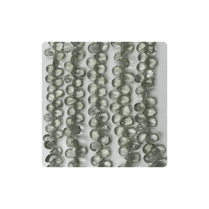 Perles de quartz améthyste verte naturelle de qualité supérieure, facettées, en forme de goutte de poire, briolette, 7 mm, 8 mm, environ 8 pouces, pour la fabrication de bijoux - Product Image 2