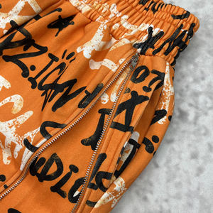 Baggy Trouser Hip Hop Streetwear Patchwork Embroidery Zip up Baggy Pants Custom Screen Printing Men Leg <b>Oversized</b> <b>Sweatpants</b> - Product Image 4