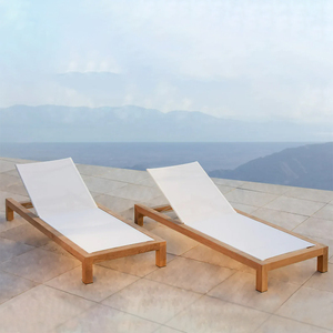 Ensemble de chaises longues modernes en <span class=keywords><strong>bois</strong></span> massif teck, patio extérieur, jardin, chaise longue pour hôtels - Product Image 1