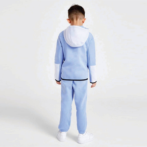 Ensemble de survêtement deux pièces bleu et blanc pour enfants, veste zippée et pantalon de jogging, vêtements de sport décontractés, tenue de sport pour garçons - Product Image 5