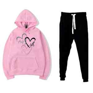 Ropa Deportiva Ecológica Personalizada al por Mayor para Mujer con Logotipo Personalizado, Sudadera con Capucha para Exteriores, Diseño 2 en 1, Conjuntos Deportivos Casuales de Felpa - Product Image 1