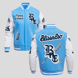 <b>Mens</b> Lettering Canvas <b>Thin</b> Stand Collar Varsity <b>Jacket</b> Custom Design Streetwear Fashion Winter College Style Wholesale - Product Image 3