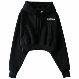 Top court sur mesure abordable pour femmes Sweat à capuche athlétique de qualité supérieure Mode urbaine Sweat à capuche simple pour femmes 100% coton - Product Image 5