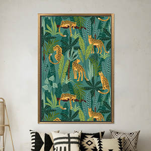 Impression sur toile Ethereal Tiger Jungle : Art décoratif bohème élégant, toile encadrée dorée - Product Image 1