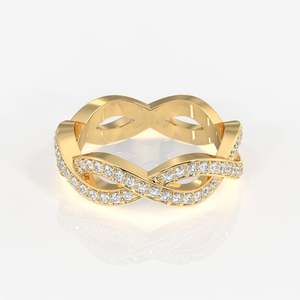 แหวนทองคำ 18K ประดับเพชรโมอิสซาไนต์ทรงกลมแบบเกลียววน - Product Image 1