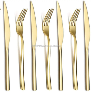 Premium Quality 18/10 Wedding Durable Gold Knife and Fork <b>Set</b> Stainless Steel <b>Flatware</b> <b>Set</b> - Product Image 1