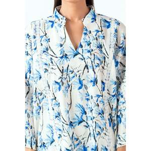 ชุดเซ็ต 2 ชิ้น เสื้อผ้าชีฟองพิมพ์ลายริ้วสีขาวสไตล์ลำลองสำหรับผู้หญิง แขนสามส่วน เหมาะสำหรับฤดูใบไม้ผลิ/ฤดูร้อน - Product Image 4