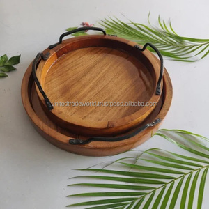 Bandeja de madera de Acacia elegante de United Trade World, bandeja decorativa moderna para el hogar, uso de pared de estilo artístico navideño para vacaciones - Product Image 2