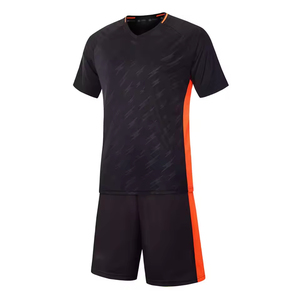 Uniforme de football unisexe de haute qualité, matériau respirant ajusté, logo personnalisé, nom de l'équipe, ensembles de maillots de football à col en V - Product Image 3