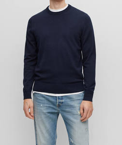 Pull en viscose/coton uni personnalisé OEM pour homme, anti-boulochage, col rond, logo sur le devant - Product Image 2