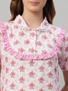 Camisón de Algodón para Mujer, Camisón con Estampado Floral - Product Image 5