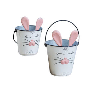 Le panier de lapin a un seau de visage de lapin de couleur blanche avec des oreilles bâton et poignée pliable Out of the Top Wholesale BUlk - Product Image 5