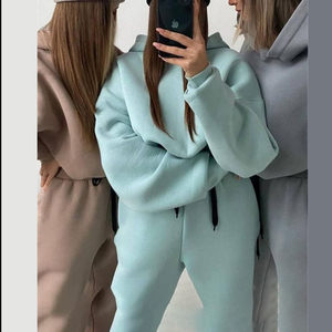 Survêtement de course d'hiver pour femmes de haute qualité respirant polaire survêtement pull à capuche avec logo en gros coupe ample - Product Image 6