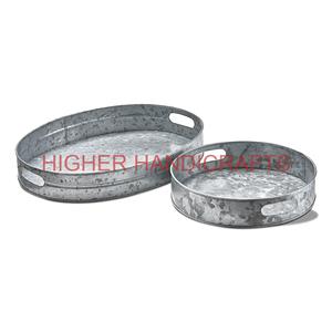 Bandeja de servicio de metal galvanizado de tamaño personalizado Centro de mesa de centro decorativo de granja hecho a mano con diseño de hierro perforado - Product Image 1