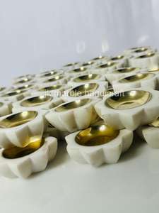 Festivals Décoration traditionnelle Marbre blanc Diya T-light Design floral et article fait main Vente en gros Meilleur prix - Product Image 3