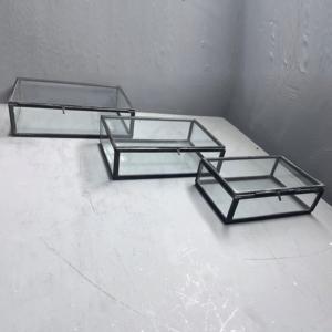 Ensemble de 3 organisateurs de boîtes à bijoux avec finition noire en laiton et verre (modèle B331 ABC) - Product Image 4