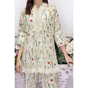 Vestido informal Salwar Kameez con botones únicos para mujer, ligero, cómodo, de alta calidad, estampado personalizado, indio pakistaní - Product Image 2