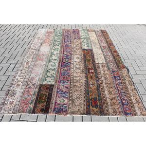 Alfombra Turca Vintage Grande de 5.9x8.1 pies (181x248 cm), Alfombra Azul con Estampado Animal - Product Image 1