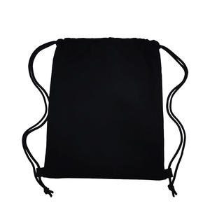 Plain <b>Black</b> Drawstring Backpack Adjustable Straps Simple Design Sport Bag for Outdoor Use Best Price Wholesale OEM Supplier - Product Image 4